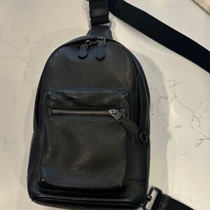 Coach Black Pebbled Leather Crossbody Sling Bag